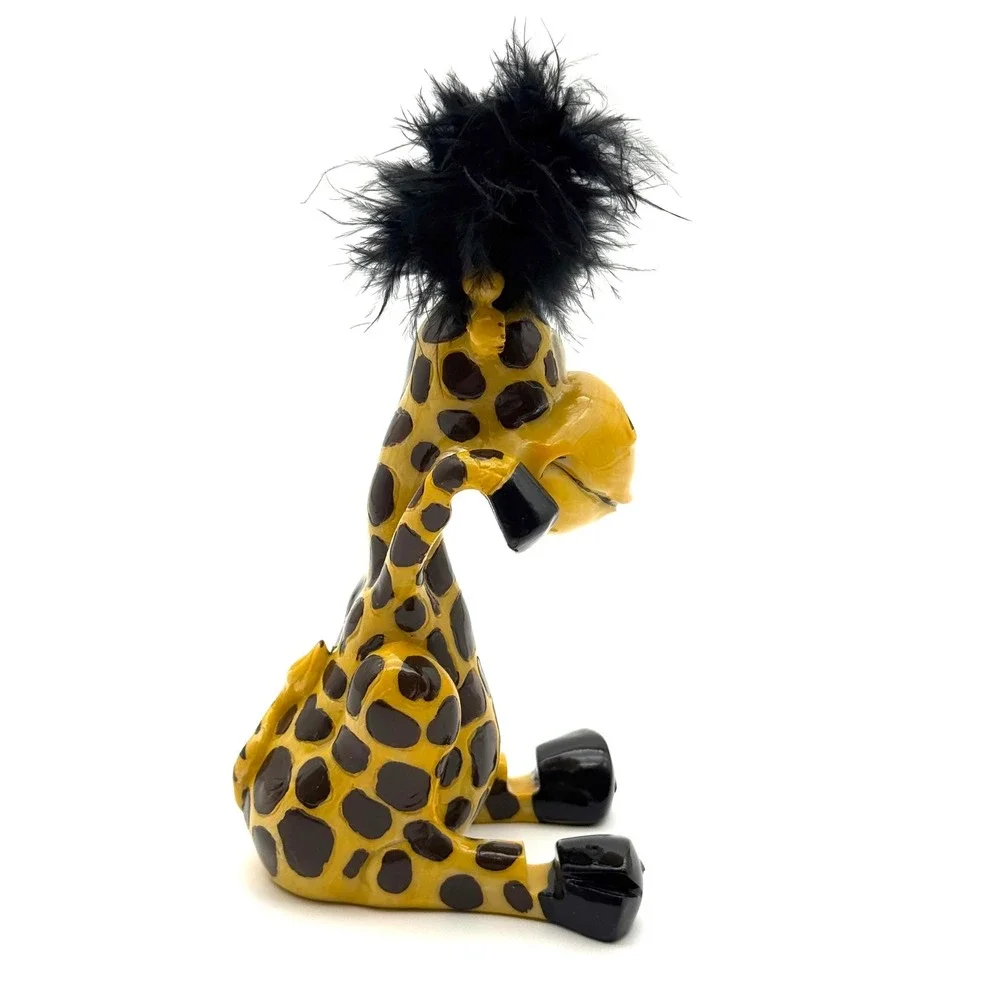 Giraffe Picture Frame Holder Ceramic Animated Kitsch Figurine Desk Art